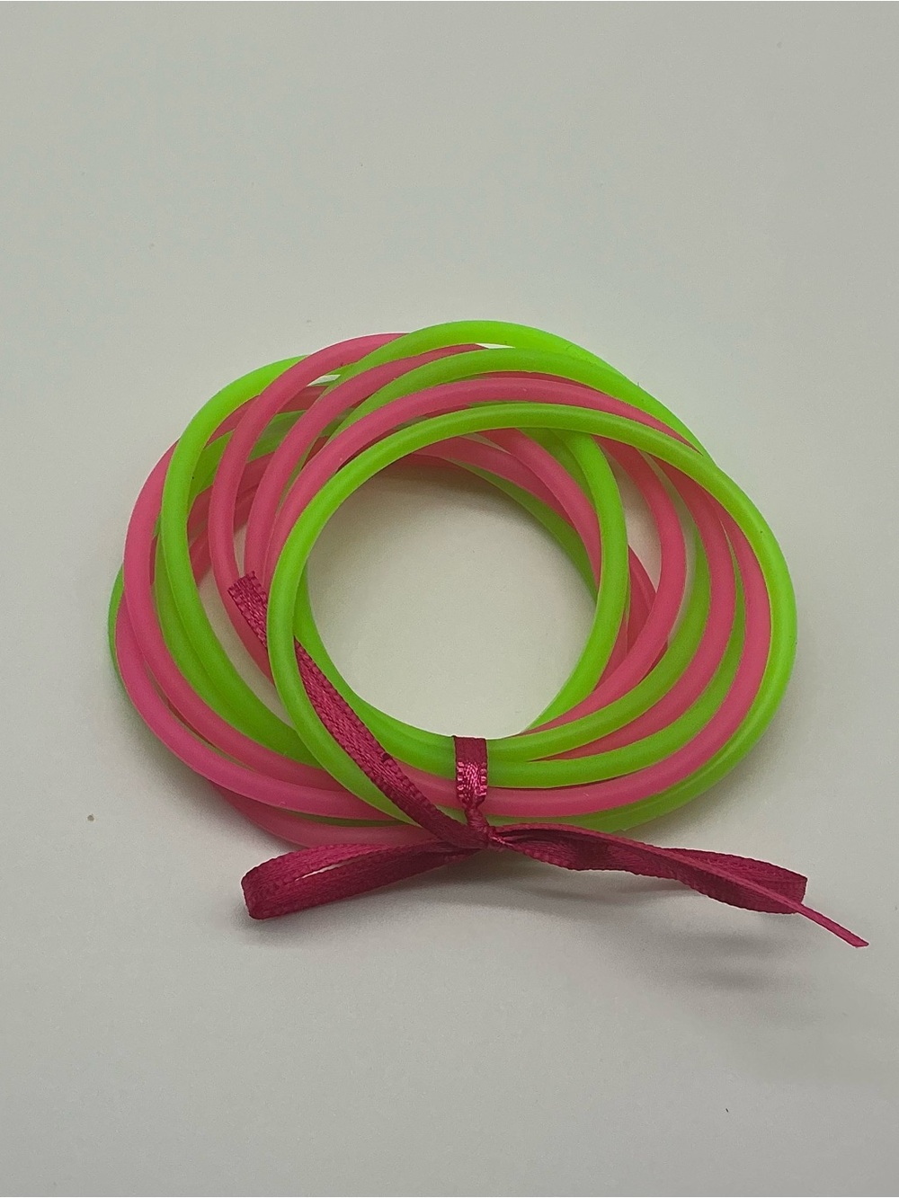 Set of 12 Neon Pink & Neon Green Jelly Bracelets